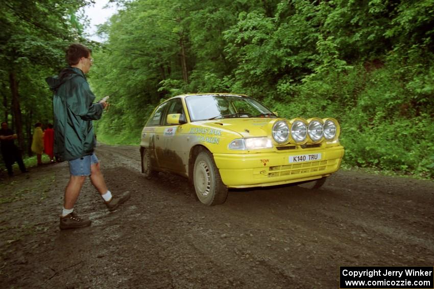 Padraig Purcell / Patrick McGrath Vauxhall Astra GSI launches from the start of the practice stage.