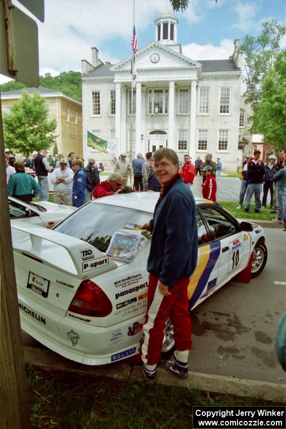 Pete Lahm / Matt Chester Mitsubishi Lancer Evo IV at parc expose before the rally.