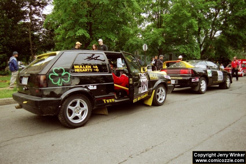 Declan Hegarty / Kevin Mullan VW GTI and at parc expose before the rally.