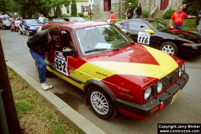 Dmitri Kishkarev / Elena Roumiantsev VW GTI at parc expose before the rally.