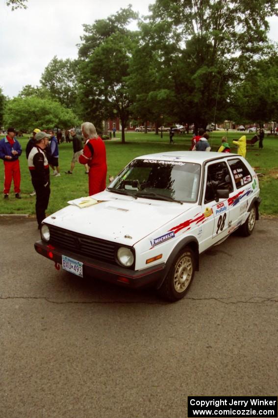 Bob Nielsen / Rob Bohn VW GTI at parc expose before the rally.