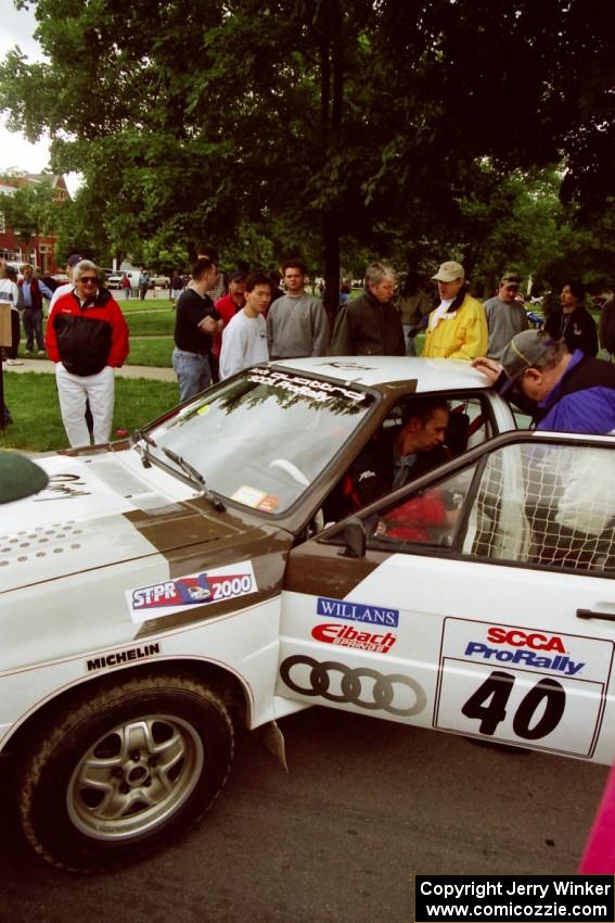 Frank Sprongl sits in the Bruno Kreibich / Rod Hendricksen Audi Quattro at parc expose.