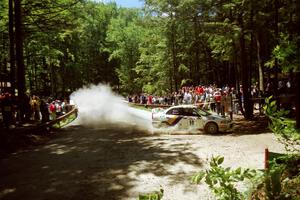 Pete Lahm / Matt Chester Mitsubishi Lancer Evo IV at the Asaph Campground spectator location on SS4, Phasa.