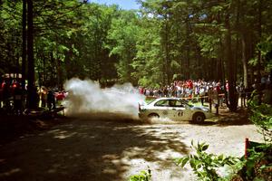 Érik Comas / Julian Masters Mitsubishi Lancer Evo IV at the Asaph Campground spectator location on SS4, Phasa.