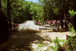 Sakis Hadjiminas / Brian Maxwell Subaru Impreza Turbo at the Asaph Campground spectator location on SS4, Phasa.