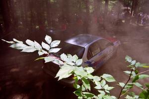 Nick Robinson / Carl Lindquist Honda Civic goes off at the Asaph Campground spectator location on SS4, Phasa.