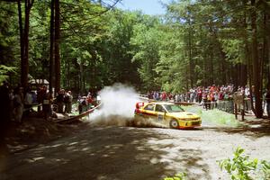 Mark Nelson / John Dillon Mitsubishi Lancer Evo IV at the Asaph Campground spectator location on SS4, Phasa.