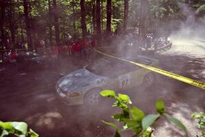 Paul Dubinsky / Yvon Dubinsky Eagle Talon goes off at the Asaph Campground spectator location on SS4, Phasa.