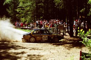 Mike White / Marc Goldfarb SAAB 99GLI at the Asaph Campground spectator location on SS4, Phasa.