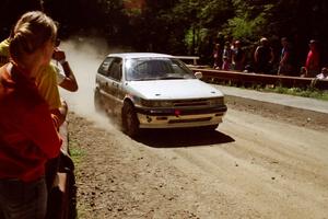 Niall Donnelly / Tony Lumino Mitsubishi Mirage at the Asaph Campground spectator location on SS4, Phasa.