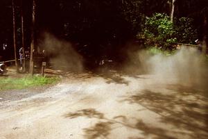 Jens Larsen / Bob Barrall Mazda RX-7 at the Asaph Campground spectator location on SS4, Phasa.