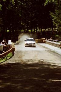 Pete Lahm / Matt Chester Mitsubishi Lancer Evo IV at the Asaph Campground spectator location on SS4, Phasa.