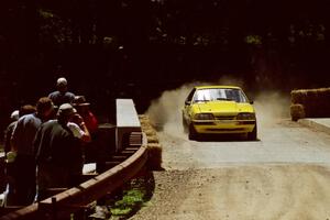 Don Rathgeber / Jimmy Brandt Ford Mustang at the Asaph Campground spectator location on SS4, Phasa.