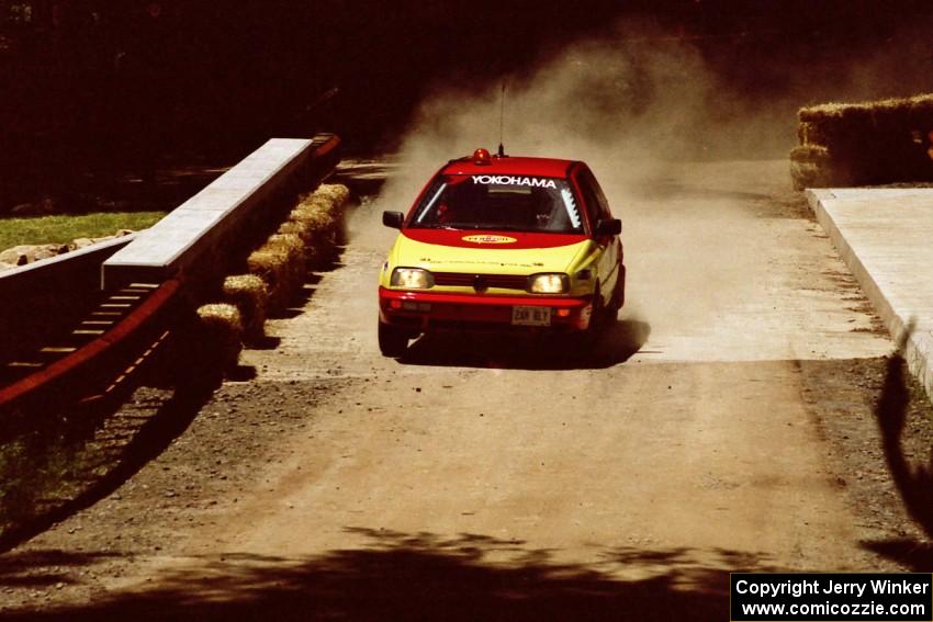 The '0' car VW Golf at the Asaph Campground spectator location on SS4, Phasa.