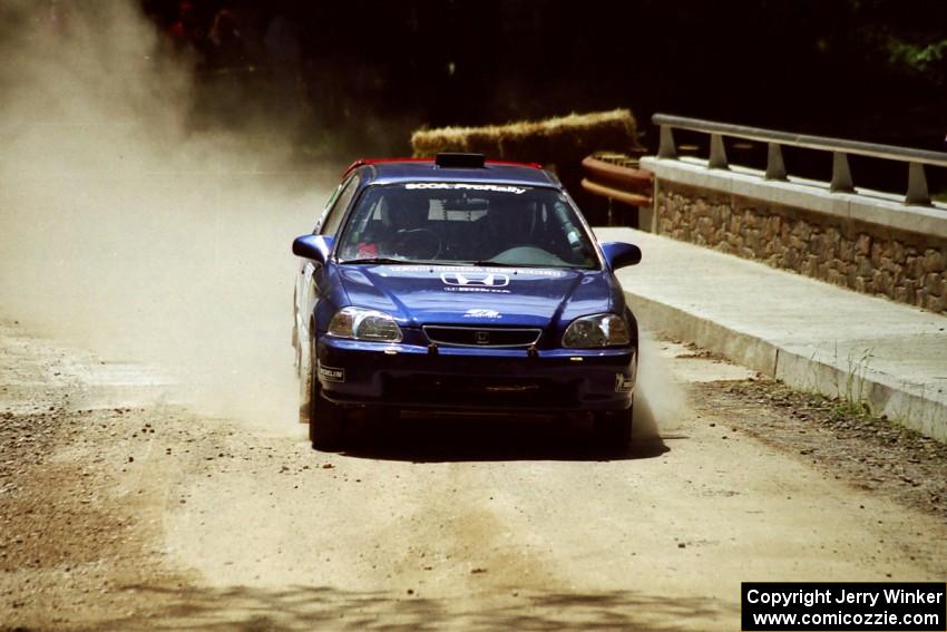 Bryan Hourt / Tom Tighe Honda Civic at the Asaph Campground spectator location on SS4, Phasa.