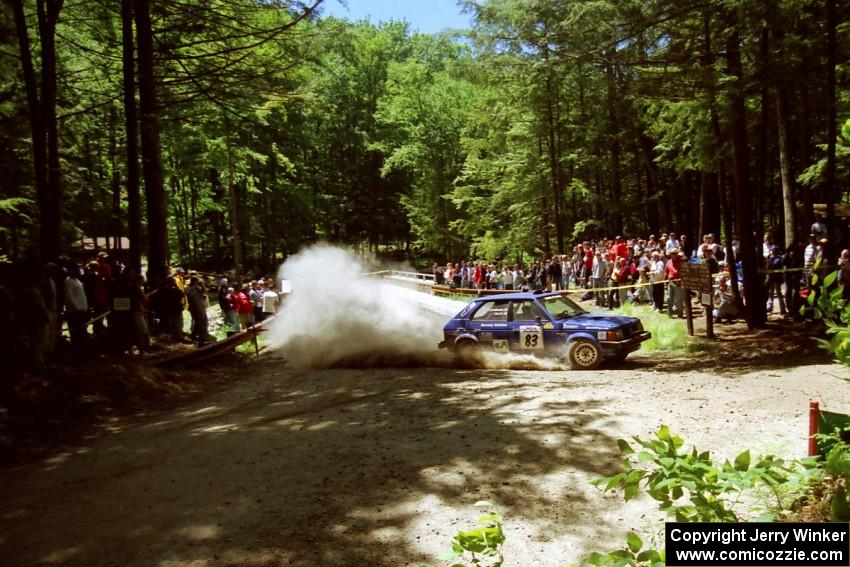 Mark Utecht / Brenda Corneliusen Dodge Omni GLH-Turbo at the Asaph Campground spectator location on SS4, Phasa.