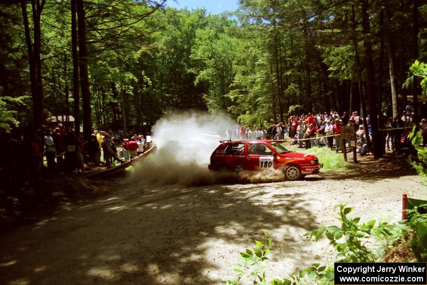 Chris Havas / Éric Tremblay VW Golf at the Asaph Campground spectator location on SS4, Phasa.