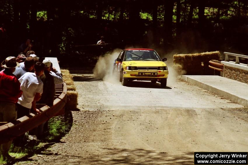 Dean Fry / Greg Usavage Subaru Legacy at the Asaph Campground spectator location on SS4, Phasa.