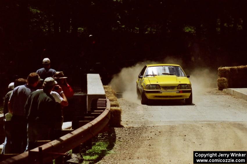 Don Rathgeber / Jimmy Brandt Ford Mustang at the Asaph Campground spectator location on SS4, Phasa.