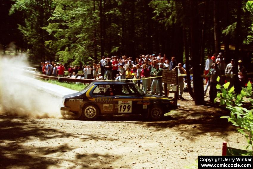 Mike White / Marc Goldfarb SAAB 99GLI at the Asaph Campground spectator location on SS4, Phasa.