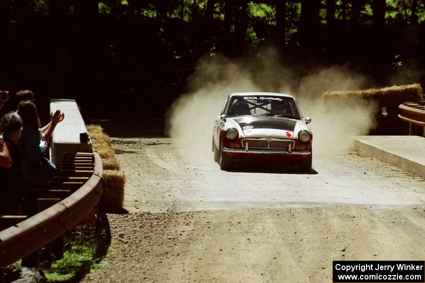 Phil Smith / Dallas Smith MGB-GT at the Asaph Campground spectator location on SS4, Phasa.