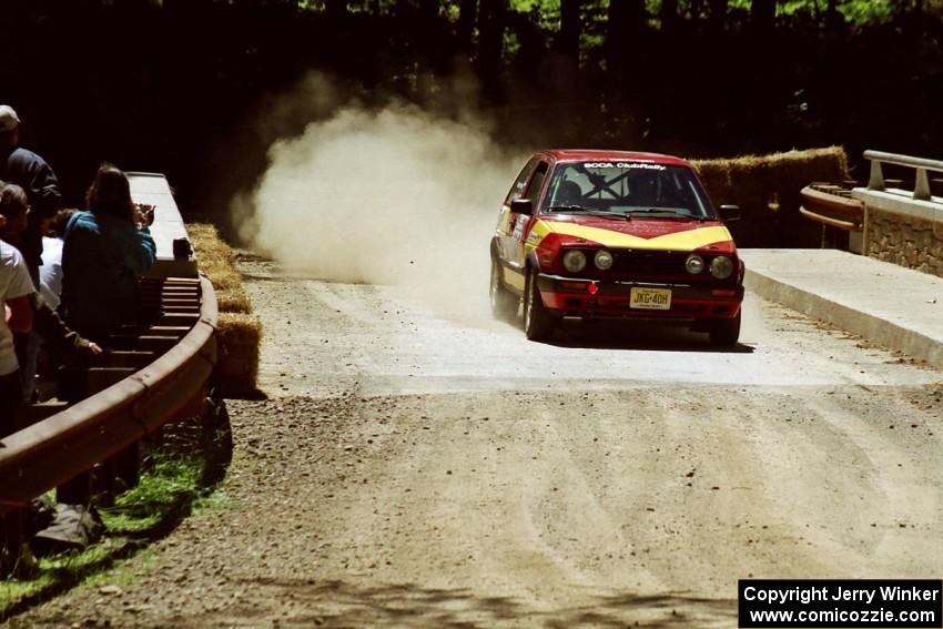 Dmitri Kishkarev / Elena Roumiantsev VW GTI at the Asaph Campground spectator location on SS4, Phasa.