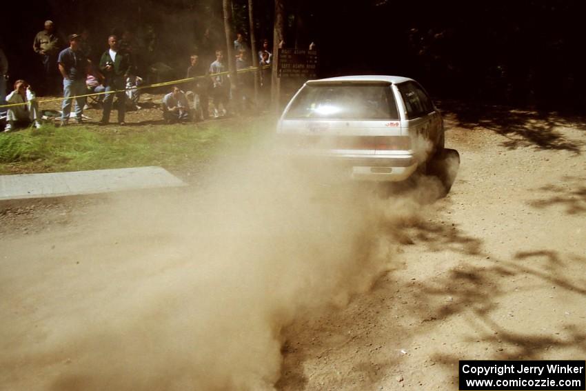 Niall Donnelly / Tony Lumino Mitsubishi Mirage at the Asaph Campground spectator location on SS4, Phasa.