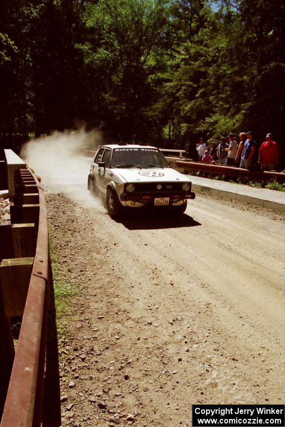 Jon Hamilton / Josh Westhoven VW Rabbit at the Asaph Campground spectator location on SS4, Phasa.