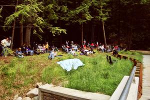 The crowd awaits the start of SS4, Phasa, at the Asaph Campground.