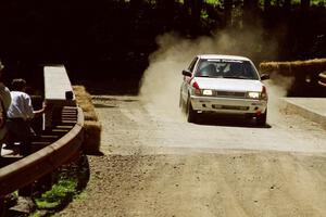 Ted Mendham / Lise Mendham Nissan Sentra SE-R at the Asaph Campground spectator location on SS4, Phasa.