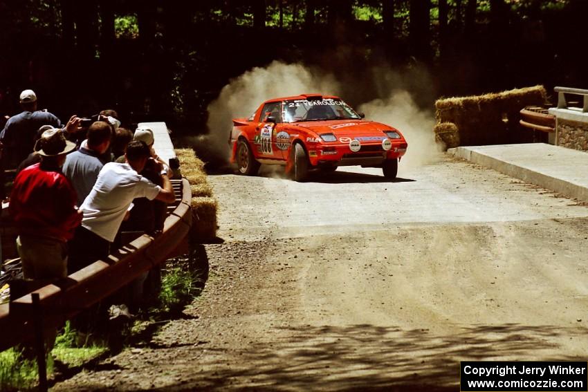 Andrew Havas / Scott Slingerland Mazda RX-7 at the Asaph Campground spectator location on SS4, Phasa.