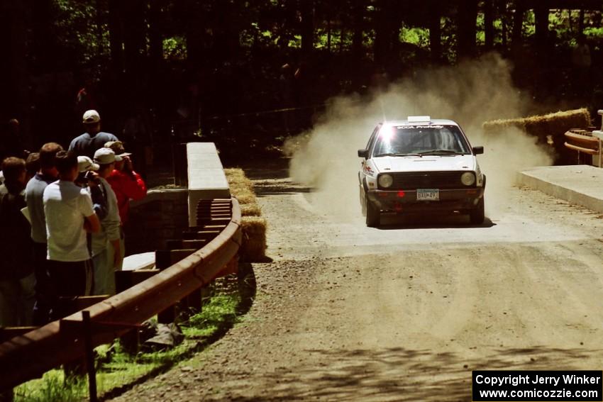 Bob Nielsen / Rob Bohn VW GTI at the Asaph Campground spectator location on SS4, Phasa.