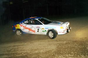 Paul Choiniere / Jeff Becker Hyundai Tiburon at the first hairpin on SS8, Rim Stock.