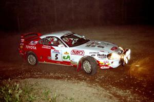 Ralph Kosmides / Ken Cassidy Toyota Supra Turbo at the first hairpin on SS8, Rim Stock.
