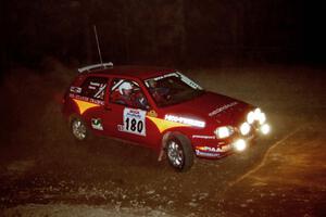 Chris Havas / Éric Tremblay VW Golf at the first hairpin on SS8, Rim Stock.