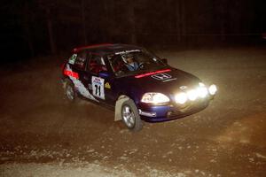 Bryan Hourt / Tom Tighe Honda Civic at the first hairpin on SS8, Rim Stock.