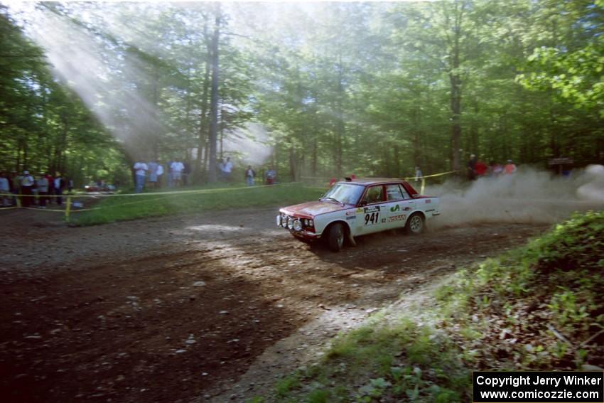 Dan Cook / Bill Rhodes Datsun 510 at the first hairpin on SS8, Rim Stock.