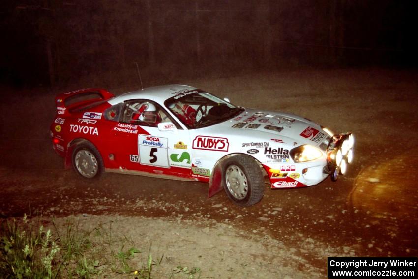 Ralph Kosmides / Ken Cassidy Toyota Supra Turbo at the first hairpin on SS8, Rim Stock.