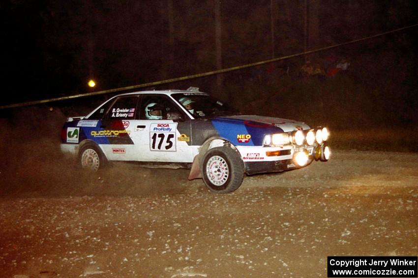 Alex Erisoty / Ben Greisler Audi 90 Quattro at the first hairpin on SS8, Rim Stock.