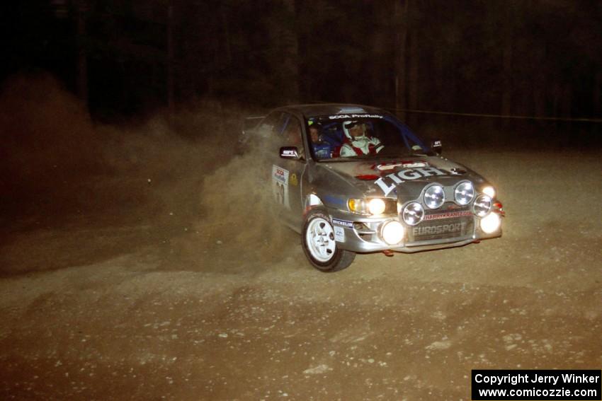 Sakis Hadjiminas / Brian Maxwell Subaru Impreza Turbo at the first hairpin on SS8, Rim Stock.