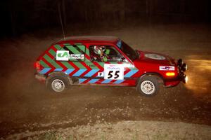 Brian Vinson / Luke Stuart VW GTI at the first hairpin on SS8, Rim Stock.