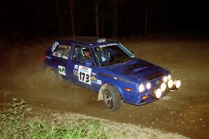 Patrick Lilly / Mark McAllister VW GTI at the first hairpin on SS8, Rim Stock.