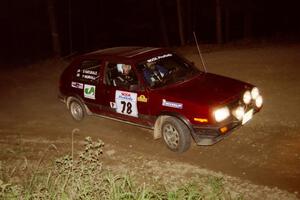 Scott Naturale / Patrick Munhall VW GTI at the first hairpin on SS8, Rim Stock.