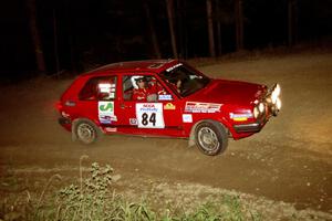 J.B. Niday / Al Kintigh VW GTI at the first hairpin on SS8, Rim Stock.