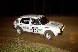 Jon Hamilton / Josh Westhoven VW Rabbit at the first hairpin on SS8, Rim Stock.