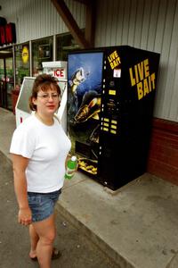 At a live bait vending machine in Warren, PA