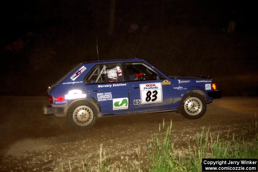 Mark Utecht / Brenda Corneliusen Dodge Omni GLH-Turbo at the first hairpin on SS8, Rim Stock.