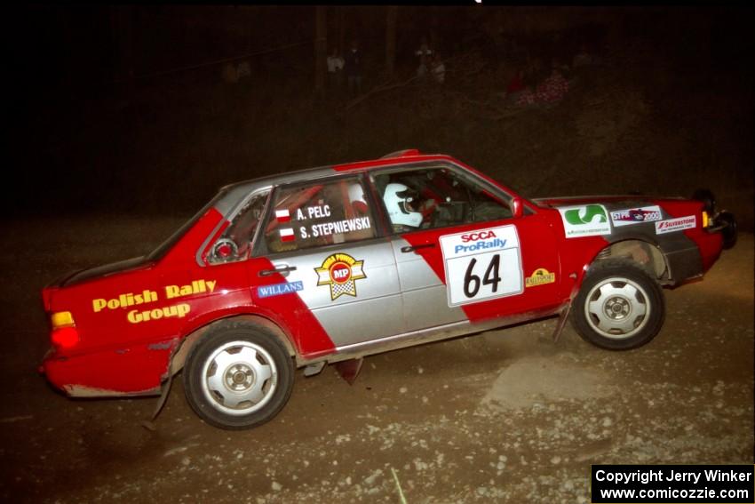 Sylvester Stepniewski / Adam Pelc Audi 4000 Quattro at the first hairpin on SS8, Rim Stock.