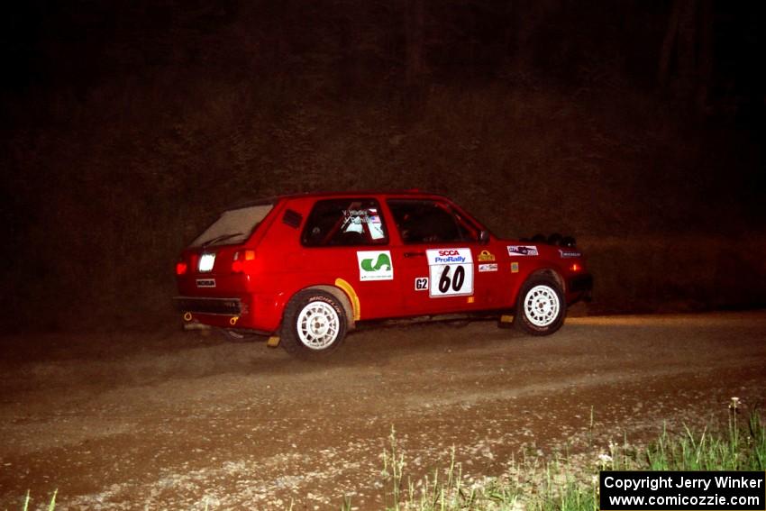 John Rahill / Vlad Hladky VW Golf at the first hairpin on SS8, Rim Stock.