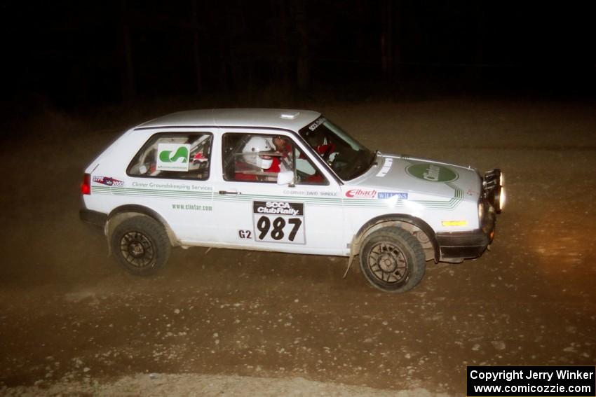 Peter Reilly / Dave Shindle VW Golf at the first hairpin on SS8, Rim Stock.